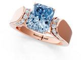 Rose gold Fancy Blue Radiant Cut Cut Diamond Channel Set Solitaire Ring with Four-Prong Setting_1