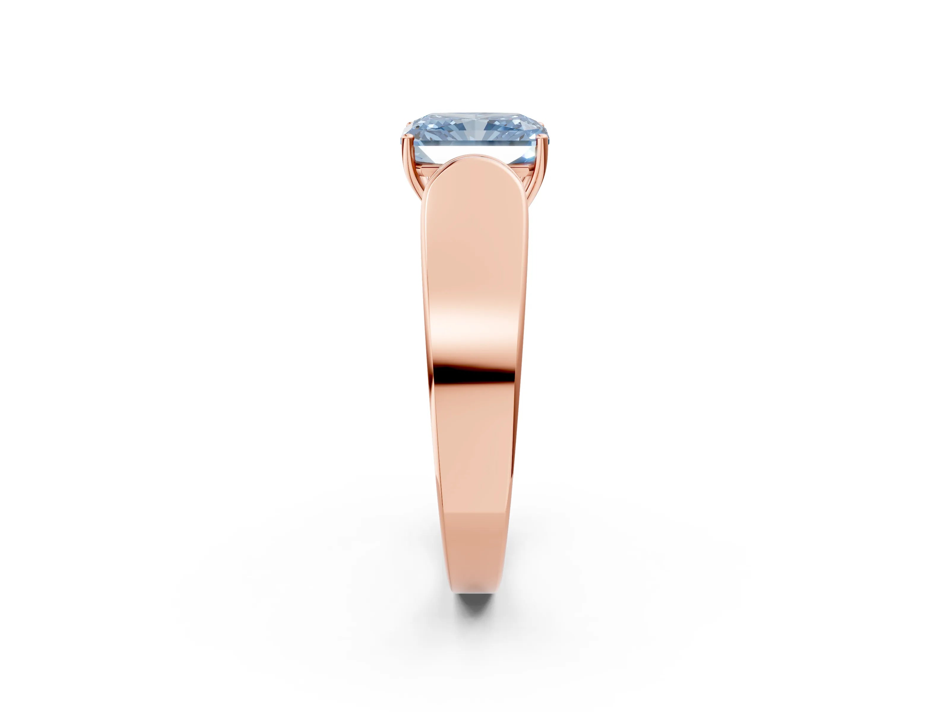 Rose gold Fancy Blue Radiant Cut Cut Diamond Channel Set Solitaire Ring with Four-Prong Setting_2
