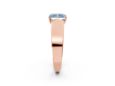 Rose gold Fancy Blue Radiant Cut Cut Diamond Channel Set Solitaire Ring with Four-Prong Setting_2