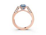 Rose gold Fancy Blue Radiant Cut Cut Diamond Channel Set Solitaire Ring with Four-Prong Setting_3
