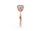 Rose gold Fancy Blue Radiant Cut Cut Diamond Cluster Ring with Solitaire Band and Four-Prong Setting_2