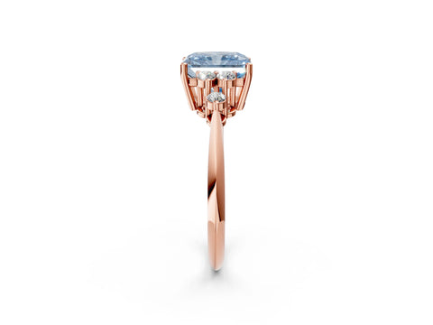 Rose gold Fancy Blue Radiant Cut Cut Diamond Cluster Ring with Solitaire Band and Four-Prong Setting_2