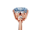 Rose gold Fancy Blue Radiant Cut Cut Diamond Cluster Ring with Solitaire Band and Four-Prong Setting_5