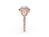 Rose gold Fancy Blue Radiant Cut Cut Diamond Halo Engagement Ring with Open Split Pavé Band_2