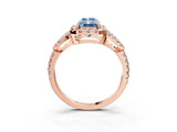 Rose gold Fancy Blue Radiant Cut Cut Diamond Halo Engagement Ring with Open Split Pavé Band_3