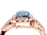 Rose gold Fancy Blue Radiant Cut Cut Diamond Halo Engagement Ring with Open Split Pavé Band_4