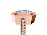 Rose gold Fancy Blue Radiant Cut-Cut Diamond Halo Engagement Ring with Pave Band and Prong Setting_5