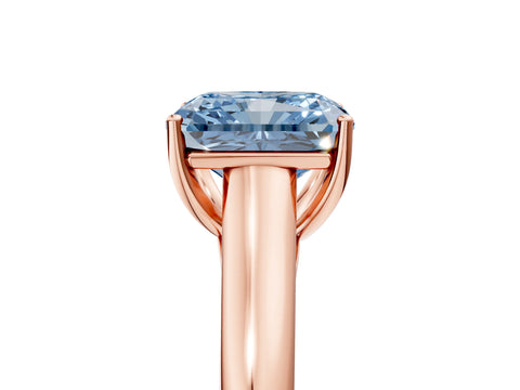 Rose gold Fancy Blue Radiant Cut Cut Diamond Solitaire Engagement Ring with Tapered Plain Band and Four-Prong Setting_5