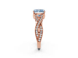 Rose gold Fancy Blue Radiant Cut Cut Diamond Twisted Band with Milgrain Pave Setting and Four-Prong Setting_11