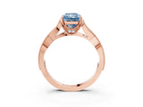 Rose gold Fancy Blue Radiant Cut Cut Diamond Twisted Band with Milgrain Pave Setting and Four-Prong Setting_12
