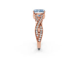 Rose gold Fancy Blue Radiant Cut Cut Diamond Twisted Band with Milgrain Pave Setting and Four-Prong Setting_26