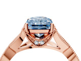 Rose gold Fancy Blue Radiant Cut Cut Diamond Twisted Band with Milgrain Pave Setting and Four-Prong Setting_28
