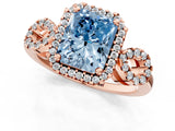 Rose gold Fancy Blue Radiant Cut Cut Halo Diamond Infinity Band with Four-Prong Setting_1