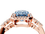 Rose gold Fancy Blue Radiant Cut Cut Halo Diamond Infinity Band with Four-Prong Setting_4