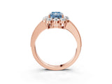 Rose gold Fancy Blue Radiant Cut Cut Halo Diamond Pavé Engagement Ring with Milgrain Detailing_3