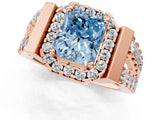 Rose gold Fancy Blue Radiant Cut Cut Halo Split Shank Prong Set Ring_1
