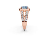 Rose gold Fancy Blue Radiant Cut Cut Halo Split Shank Prong Set Ring_2