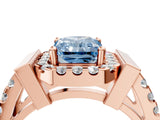 Rose gold Fancy Blue Radiant Cut Cut Halo Split Shank Prong Set Ring_4