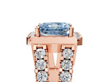 Rose gold Fancy Blue Radiant Cut Cut Halo Split Shank Prong Set Ring_5