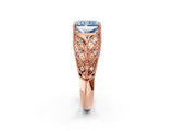Rose gold Fancy Blue Radiant Cut Cut Milgrain Pave Diamond Engagement Ring with Four-Prong Setting_29
