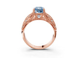 Rose gold Fancy Blue Radiant Cut Cut Milgrain Pave Diamond Engagement Ring with Four-Prong Setting_30