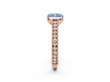 Rose gold Fancy Blue Radiant Cut Cut Pave Band Milgrain Solitaire Ring_13
