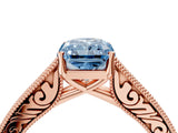 Rose gold Fancy Blue Radiant Cut Cut Pave Band Milgrain Solitaire Ring_15
