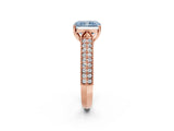Rose gold Fancy Blue Radiant Cut Cut Pave Split Shank Engagement Ring with Four-Prong Setting_2