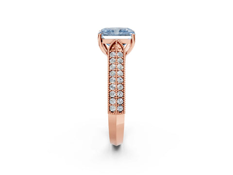 Rose gold Fancy Blue Radiant Cut Cut Pave Split Shank Engagement Ring with Four-Prong Setting_2