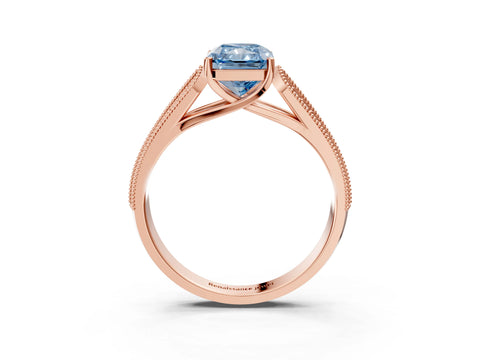 Rose gold Fancy Blue Radiant Cut Cut Pave Split Shank Engagement Ring with Four-Prong Setting_3