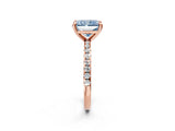 Rose gold Fancy Blue Radiant Cut Diamond Brilliant Solitaire Ring with Pavé Band and Four-Prong Setting_14