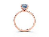 Rose gold Fancy Blue Radiant Cut Diamond Brilliant Solitaire Ring with Pavé Band and Four-Prong Setting_15
