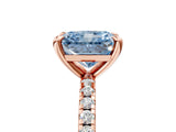 Rose gold Fancy Blue Radiant Cut Diamond Brilliant Solitaire Ring with Pavé Band and Four-Prong Setting_17