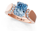 Rose gold Fancy Blue Radiant Cut Diamond Channel Set Solitaire Ring with Four-Prong Setting_13