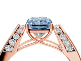 Rose gold Fancy Blue Radiant Cut Diamond Channel Set Solitaire Ring with Four-Prong Setting_16
