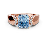 Rose gold Fancy Blue Radiant Cut Diamond Channel Set Solitaire Ring with Four-Prong Setting_24