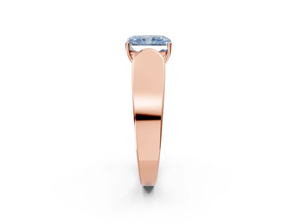 Rose Gold Radiant Cut Channel Set Engagement Ring Setting for Fancy Blue Center with Wide Band