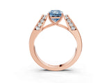 Rose gold Fancy Blue Radiant Cut Diamond Channel Set Solitaire Ring with Four-Prong Setting_27
