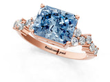 Rose gold Fancy Blue Radiant Cut Diamond Cluster Pavé Band with Four-Prong Setting_13