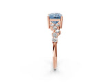 Rose gold Fancy Blue Radiant Cut Diamond Cluster Pavé Band with Four-Prong Setting_14