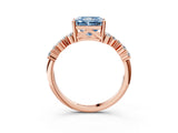 Rose gold Fancy Blue Radiant Cut Diamond Cluster Pavé Band with Four-Prong Setting_15