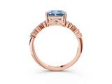 Rose gold Fancy Blue Radiant Cut Diamond Cluster Pavé Band with Four-Prong Setting_6