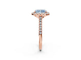 Rose gold Fancy Blue Radiant Cut Diamond Cushion Halo Ring with Pavé Band_2