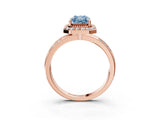 Rose gold Fancy Blue Radiant Cut Diamond Double Halo Ring with Split Shank and Four-Prong Setting_15