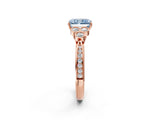 Rose gold Fancy Blue Radiant  Cut Diamond Engagement Ring with Bezel Set Round Side Stones and Prong Setting_51
