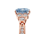 Rose gold Fancy Blue Radiant  Cut Diamond Engagement Ring with Bezel Set Round Side Stones and Prong Setting_54