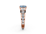 Rose gold Fancy Blue Radiant  Cut Diamond Engagement Ring with Pavé Band and Four-Prong Setting_5