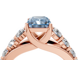 Rose gold Fancy Blue Radiant  Cut Diamond Engagement Ring with Pavé Band and Four-Prong Setting_7