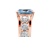 Rose gold Fancy Blue Radiant  Cut Diamond Engagement Ring with Pavé Band and Four-Prong Setting_8
