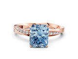 Rose gold Fancy Blue Radiant Cut Diamond Engagement Ring with Side Stone Accents and Four-Prong Setting_12
